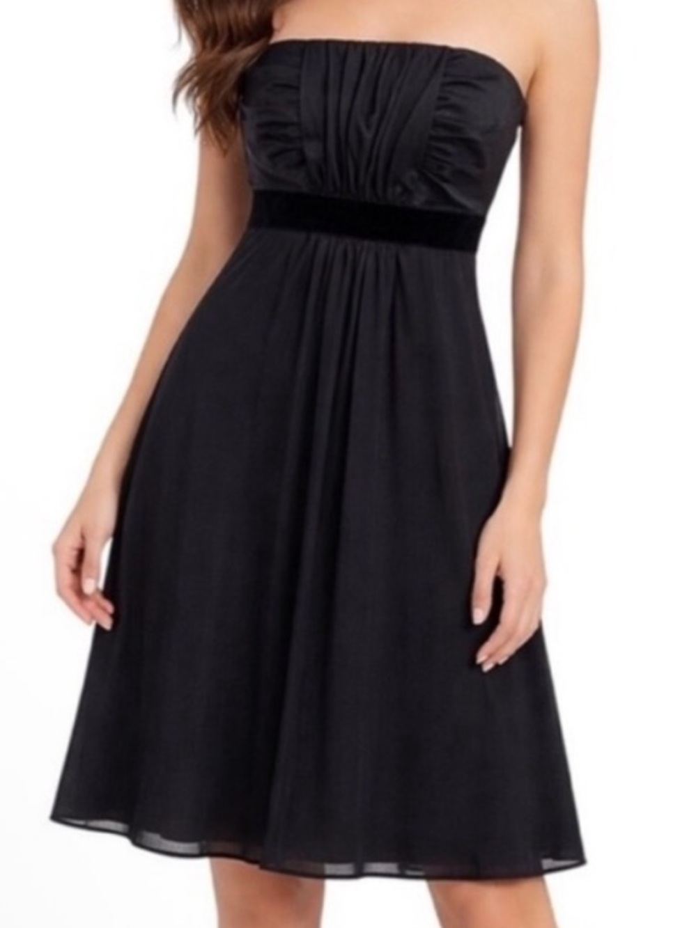 🆕 Banana Republic Petite Black 100% Silk Strapless Dress